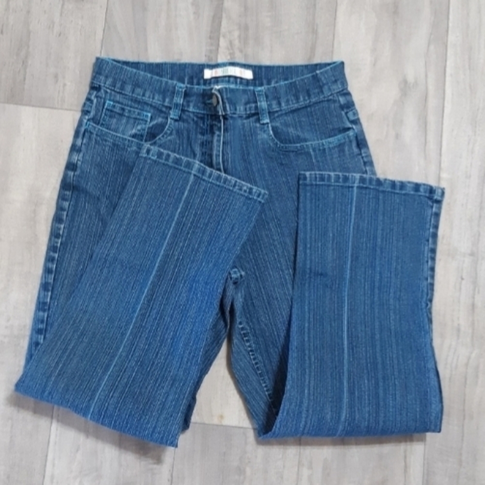 Womens Jeans sz 6 Lined Pattern B22 Stretch BILL BLASS Cotton Spandex Stretchy